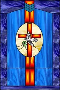 Frosted Stained Glass Window Film, Cross Dove Lily, Static Cling, Church, Home Decor, Bathroom, Kitchen, Door Sticker