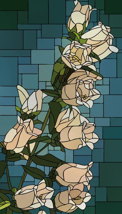 Frosted Stained Glass Window Film, Customized Art Deco Design, Flowers Static Cling Sticker,Home Decor Foil, Treatment