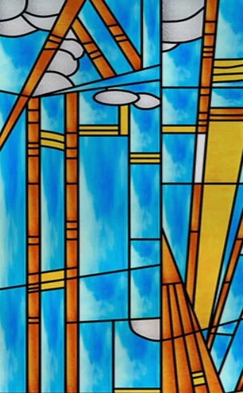 Frosted Stained Glass Window Film, Customized Privacy, Static Cling,Arts and Crafts, Prairie, Art ,Office, Home Decor