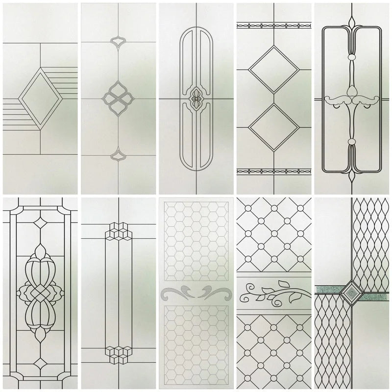 Custom Size Stained Glass Window Film,Frosted Privacy, Static Cling, Door Sticker,Kitchen, Bathroom, Home Decor