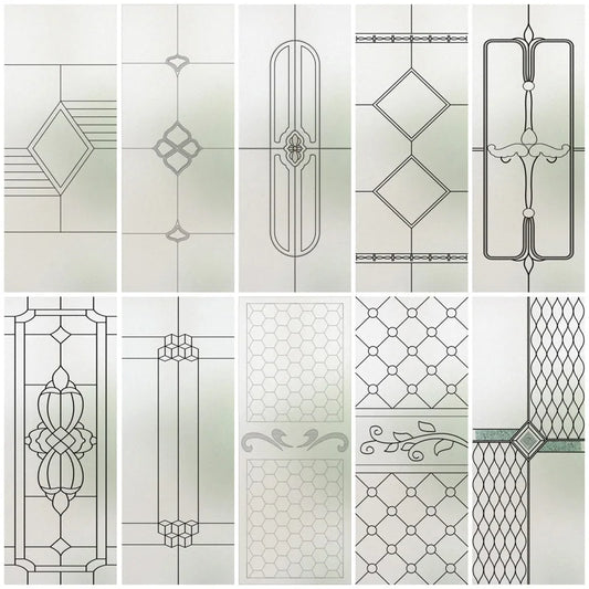 Custom Size Stained Glass Window Film,Frosted Privacy, Static Cling, Door Sticker,Kitchen, Bathroom, Home Decor