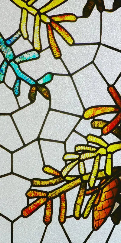Custom Stained Glass Window Films,Frosted sticker,Privacy Static Cling Flower Fruit Trees For Bathroom Sliding door Home Office