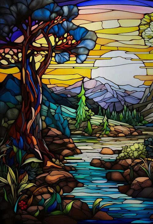 Window Film Frosted Stained Glass Films,Customized Privacy Static Cling,Retro Colorful Stickers Home Decor Bathroom Skylight