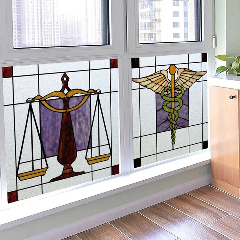 Window Film Frosted Stained Glass Films,Customized Church Design Static Cling Sticker,Home Decor Foil Window Treatment