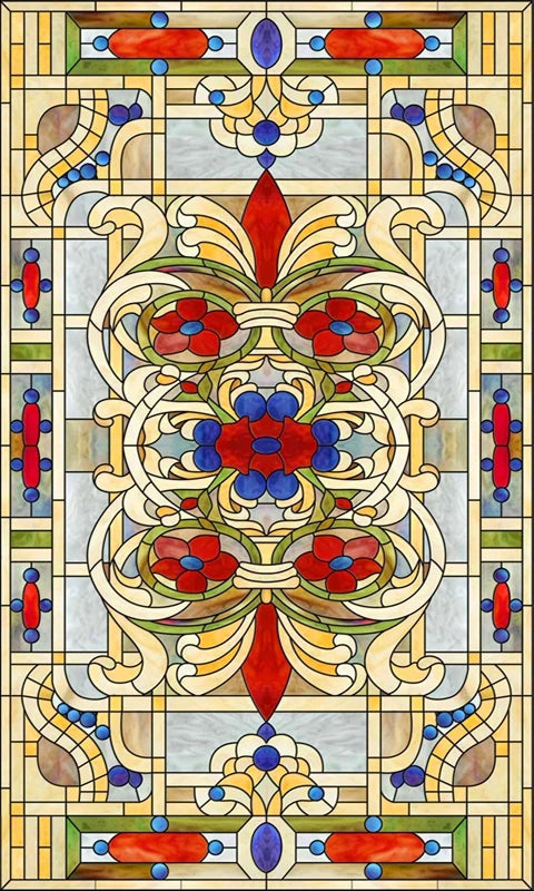 Window Film Victorian Stained Glass Films Customized  Church-style Static Cling Sticker Kitchen Bathroom Substitute for Home