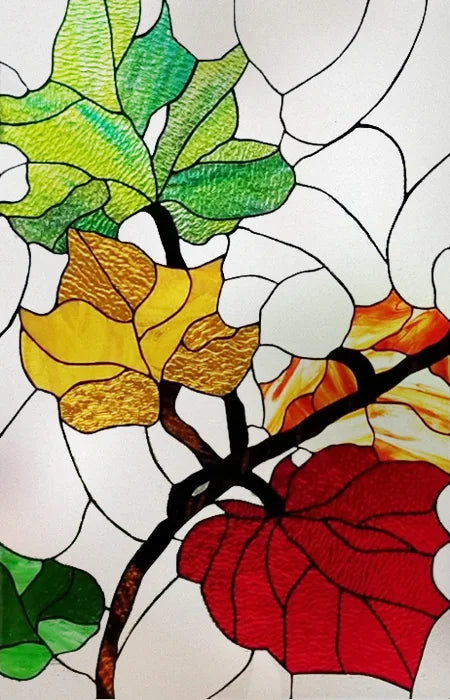 Frosted Stained Glass Window Film, Print Flowers, Static Cling,Privacy Door Sticker,Kitchen, Office, Home Decor, Customized