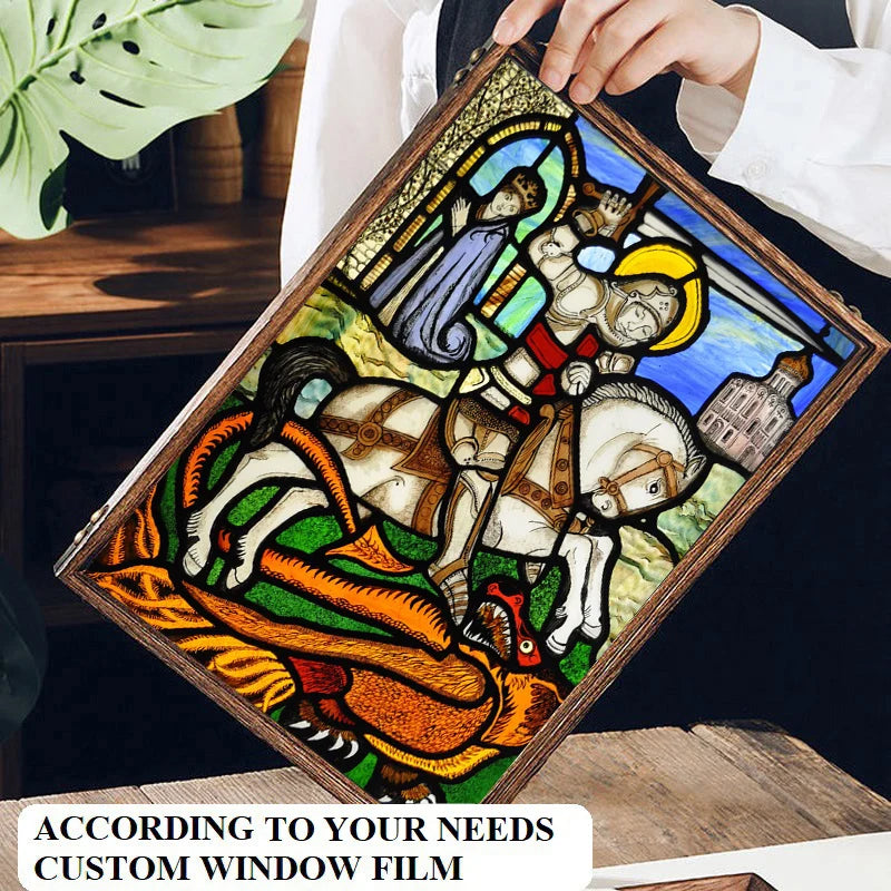 Window Film Frosted Stained Glass Films,Customized Static Cling Door Sticker,Privacy Protection Reusable Home-Decor