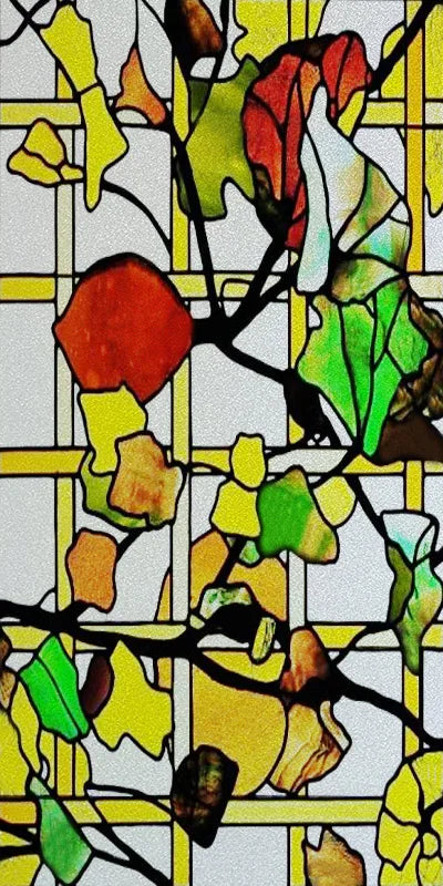 Custom Stained Glass Window Films,Frosted sticker,Privacy Static Cling Flower Fruit Trees For Bathroom Sliding door Home Office