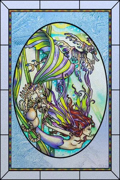 Customized Stained Glass Film Window Films Static Cling Frosted Sticker Church Peacock Birds Cat For Door Bathroom Home Decor