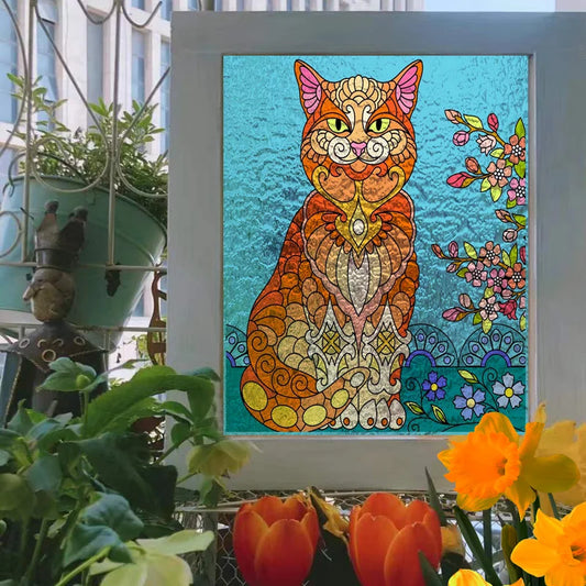 Window Film Frosted Stained Glass Films Customized,3D Frosted Static Cling Sticker,for Kitchen Garden Bedroom Door Home Decor