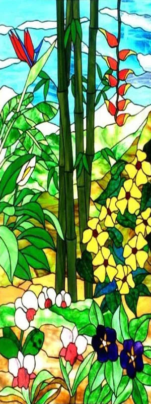 Custom size Stained Glass Films,Flower, Fruit,Tree,Leaf,Bird,Fish Painting Stickers For Bathroom Bedroom Door Office Home Decor