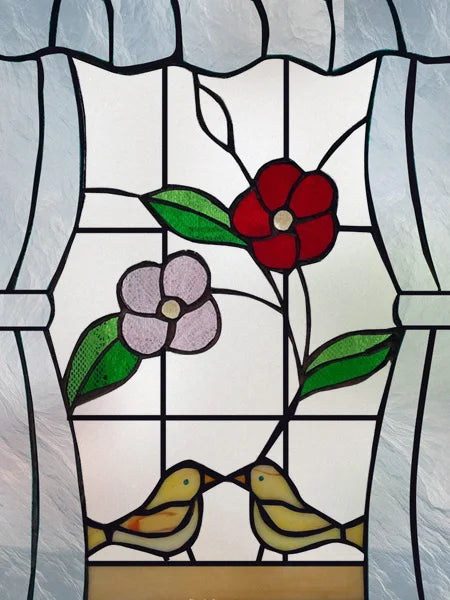 Window Film Stained Glass Films Frosted Static Cling Light-transparent Opaque Privacy Glass Sticker Home Decor Rose Flowers