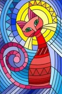 Customized Stained Glass Film Window Films Static Cling Frosted Sticker Japanese-Style Home Decor Cat  Cherry Blossom Poster