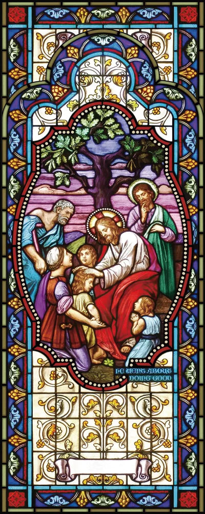 Gothic Rose Window film Glass Films Frosted Stained Window Sticker can do custom size Jesus/Christ Painting