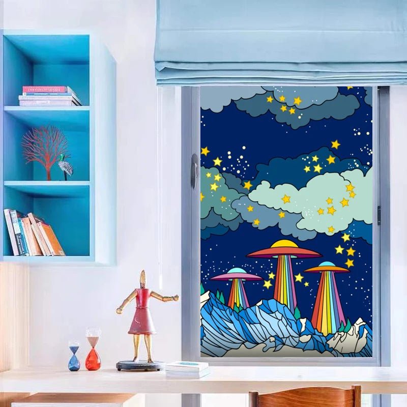 Custom Stained Glass Window Films,Frosted sticker,Privacy Static Cling Light-transparent For Bathroom Sliding door Home Office