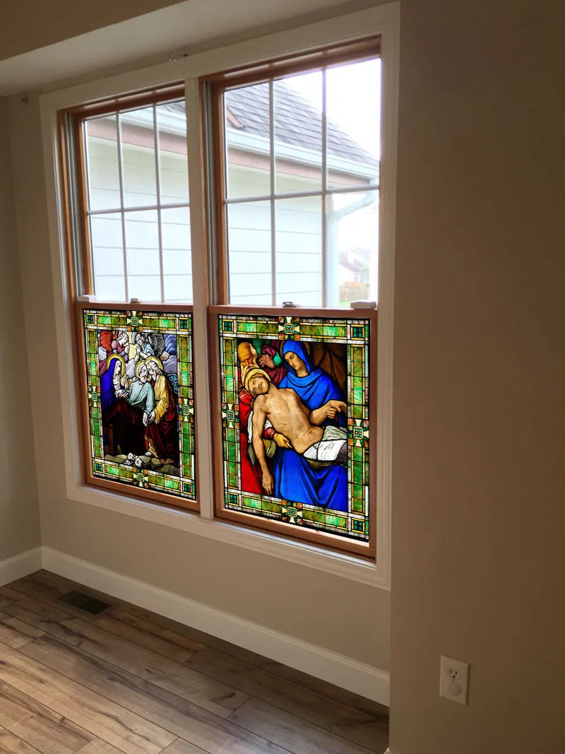 Window Film Frosted Stained Glass Films Customized Chris/Jesus/Mary Pictures,Church, Chapel Prayer Room Home Decor
