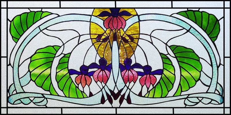 Window Film Stained Glass Stickers,Custom size Static Cling Frosted Privacy,Bird Tree Print For Transom Window Glass Home Decor