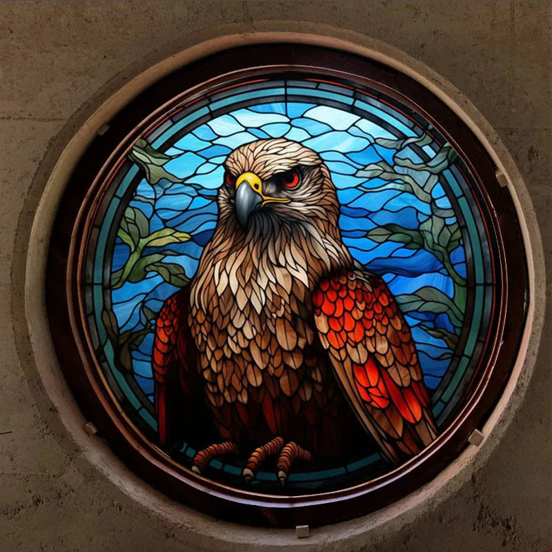 Stained Glass Window Film,Frosted Static Cling,Custom made to fit Window Size or Shape,Kitchen Bathroom Door Decor Peacock birds