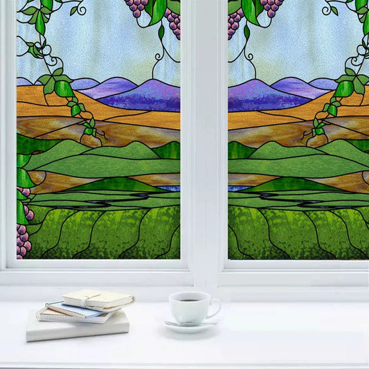 Custom Size Stained Glass Stickers,Static Cling,Frosted Privacy Print Tree, Window Door, Home Decor