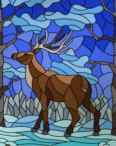 Custom size Stained Glass Window Film Retro Painted Horse Deer, Frosted Static Cling Art Colored Glass Films,Glass Sticker