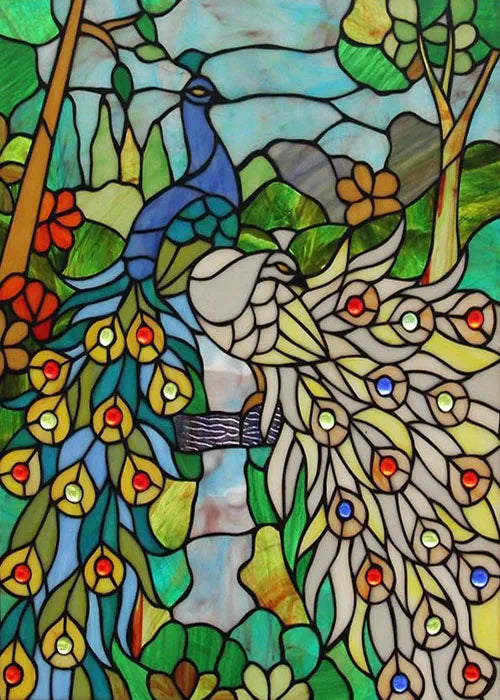 Custom Size Window Stained Glass Films,Cat,Bird,Peacock,Tiger,Fish,Animals Stickers For Bathroom Bedroom Door Office Home Decor