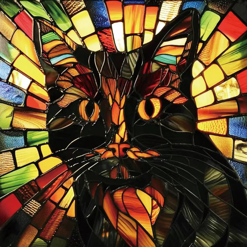 Custom size Window Film Stained Glass Films Frosted Privacy Static Cling cat Sticker Bathroom Skylight Decor