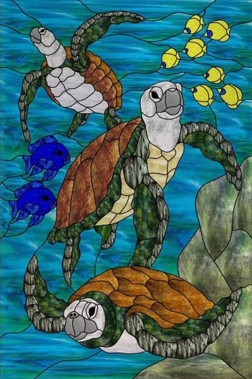 Custom Size Window Stained Glass Films,Fish,Sea World Stickers For Bathroom Bedroom Door Office Home Decor