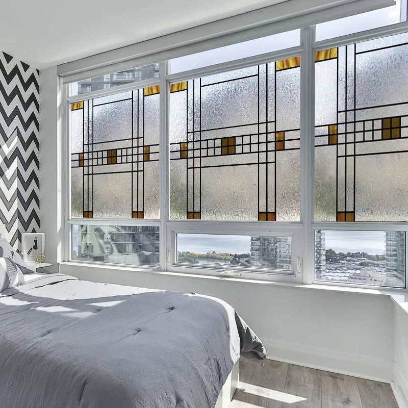 Window Film Frosted Stained Glass Films,Customized Art Design Prairie Static Cling Sticker,Home Decor Foil Window Treatment