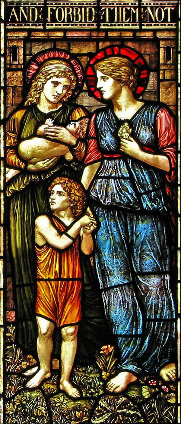 Stained Glass Films, Frosted Sticker,Self Adhesive/Static Cling  Privacy Church Home Decor,Children being Blessed