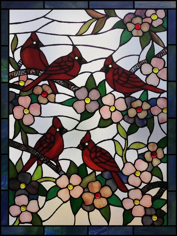 Frosted Stained Glass Window Film, Customized Art, Peacock Hummingbird Static Cling Sticker,Home Decor, Treatment