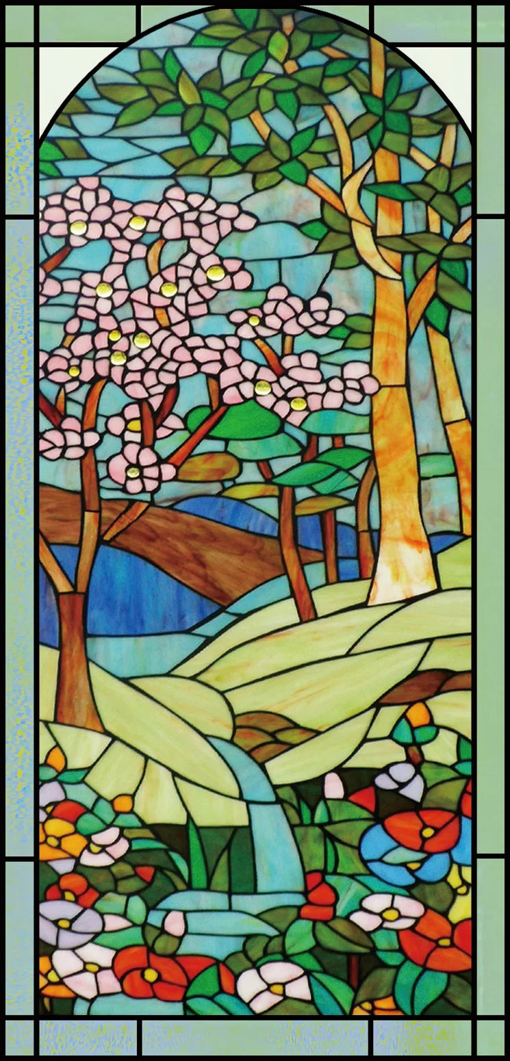 Custom Size Stained Glass Window Film Frosted Privacy Static Cling Tree Tiffany Style Stickers Shower Kitchen Office Home Decor