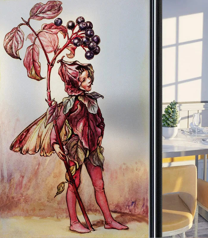 Custom Size Glass Window Film Static Cling Frosted Glass Films Foil Stickers Waterproof For Bathroom Kitchen Door Flower Fairy