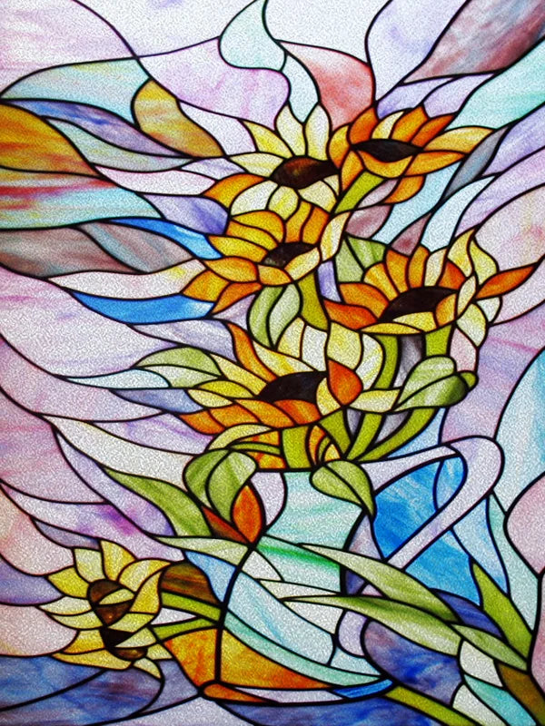 Window Film Frosted Stained Glass Films,Customized Static Cling Door Sticker,Privacy Protection Reusable Home-Decor