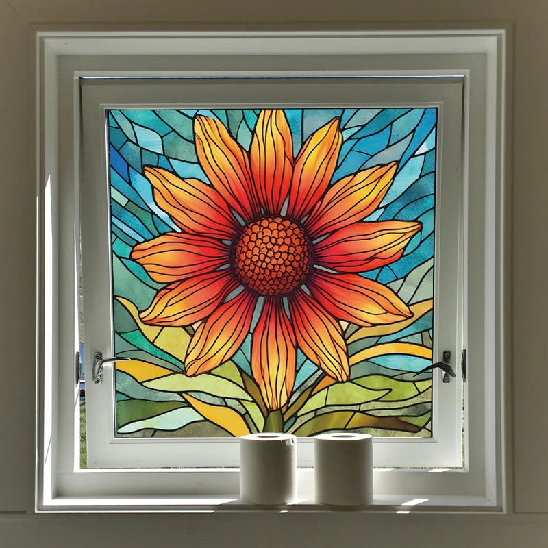 Custom size Window Film Stained Glass Films Frosted Privacy Static Cling Sunflower Sticker Bathroom Skylight Decor