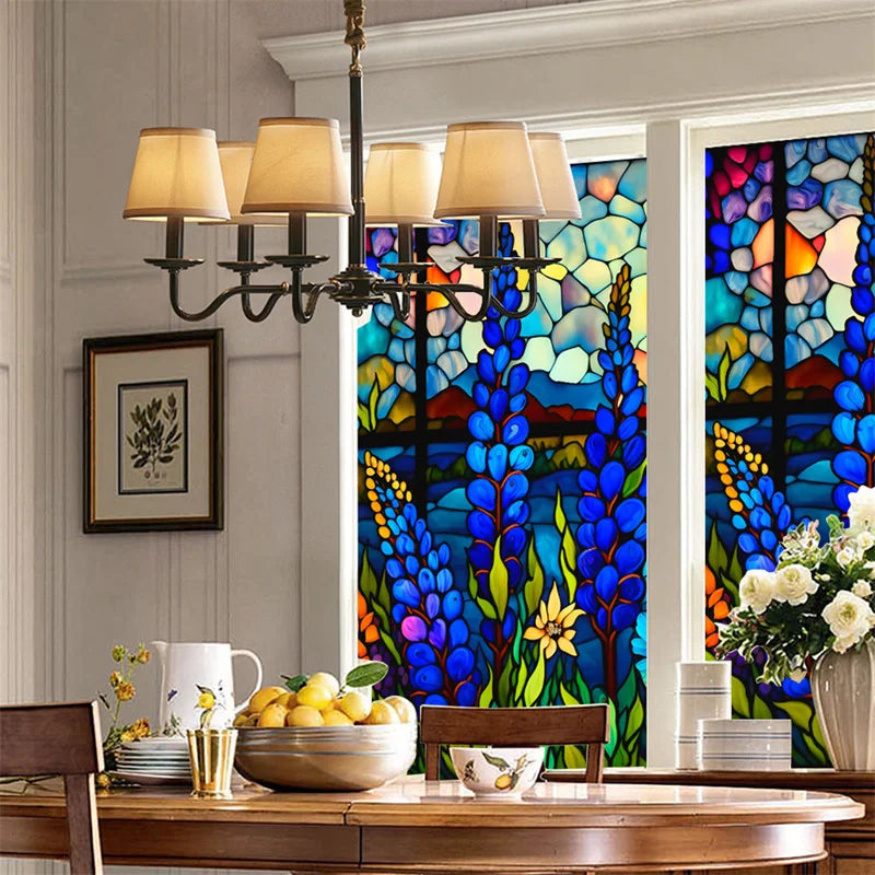 Frosted Stained Glass Window Film, Customized Art Decor Design, Flower Tree, Cat,Static Cling Sticker,Home Decor, Treatment