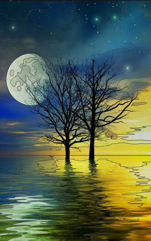 Custom Size Stained Glass Stickers,Static Cling,Frosted Privacy Print, Tree,Rivers for Window, Door, Home Decor