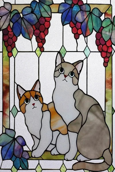 Window Film Stained Glass Stickers Static Cling,Frosted Privacy Custom size,Print Cat,Tiger,Deer,Bear For Window Door Home Dec