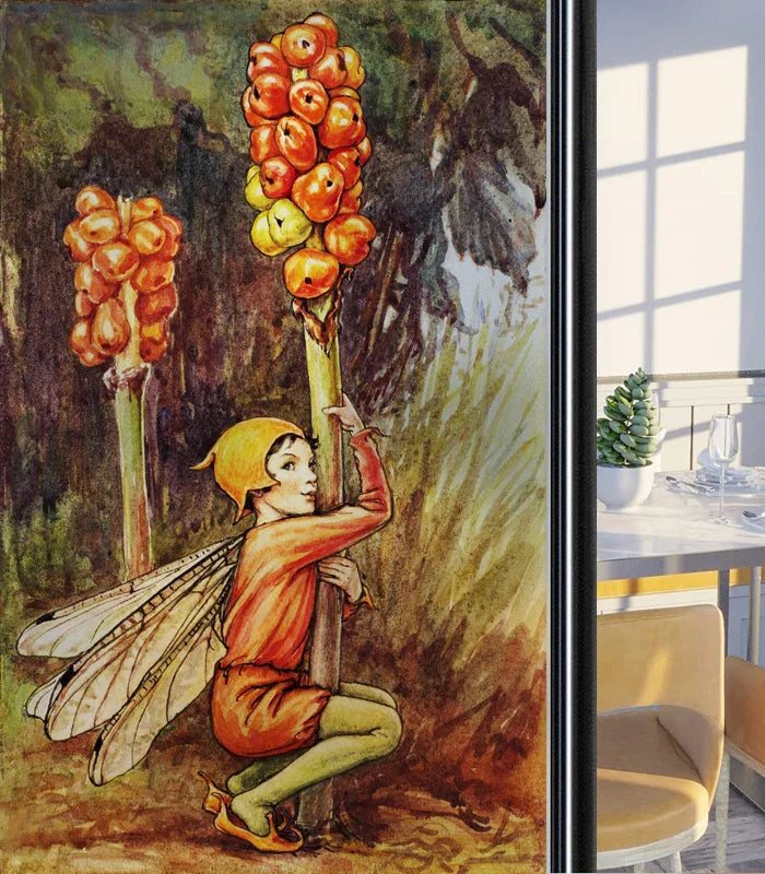 Custom Size Glass Window Film Static Cling Frosted Glass Films Foil Stickers Waterproof For Bathroom Kitchen Door Flower Fairy
