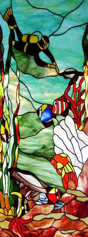 Custom size Stained Glass Films,Flower, Fruit,Tree,Leaf,Bird,Fish Painting Stickers For Bathroom Bedroom Door Office Home Decor