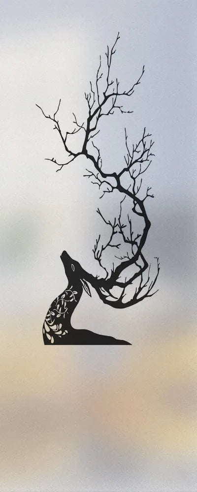 Custom Size Stained Glass Window Film,Frosted Privacy, Static Cling, Door Sticker,Kitchen and Bathroom, Tree Home Decor