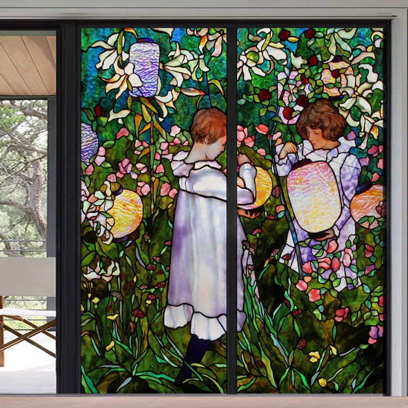 Custom Size Stained Glass Films,Window Film Frosted Sticker,Static Cling Frosted Foil For Kids Room Door Stickers Home Decor