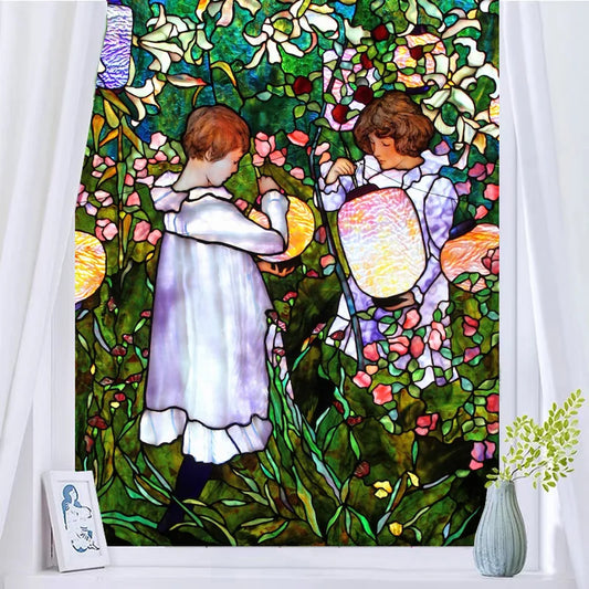 Custom Size Stained Glass Films,Window Film Frosted Sticker,Static Cling Frosted Foil For Kids Room Door Stickers Home Decor