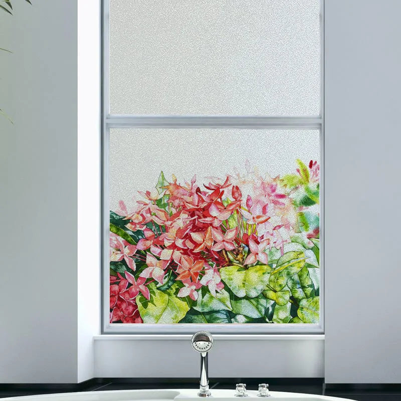 Frosted Stained Glass Window Film, Static Cling, Privacy Films, Flower Door Sticker, Kitchen, Office, Home Decor, Customized