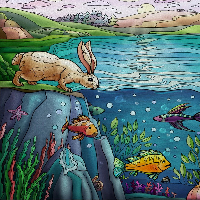 Custom size Window Film Stained Glass Films Frosted Privacy Static Cling Background Sticker Aquarium Ocean Poster Fish Tank Film