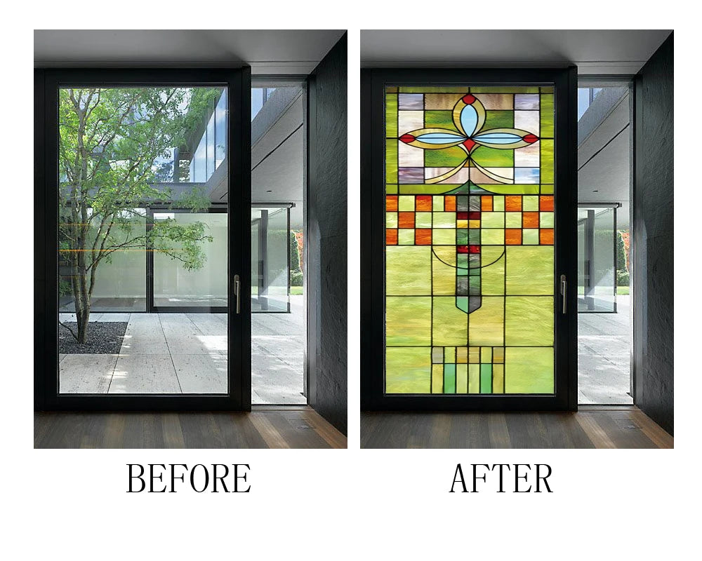 Window Films Stained Glass Films Static Cling Frosted Opaque Church Home Decor Door Sticker Window Treatment Privacy Custom Size