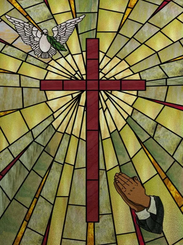 Custom Frosted Stained Glass Window Film,PVC Static Cling Films,Cross Church Decor Foil Stickers