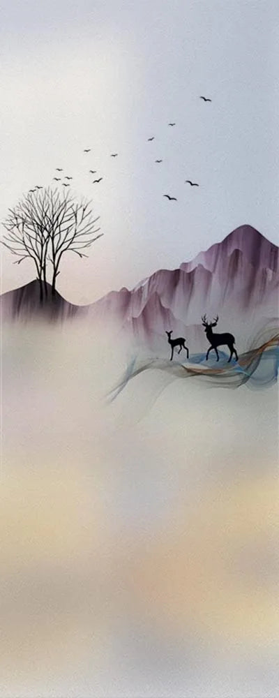 Custom Size Stained Glass Window Film,Frosted Privacy, Static Cling, Door Sticker,Kitchen and Bathroom, Tree Home Decor