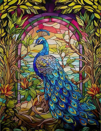 Custom Size Window Stained Glass Films,Bird,Peacock, Static Cling Stickers For Bathroom Bedroom Door Office Home Decor