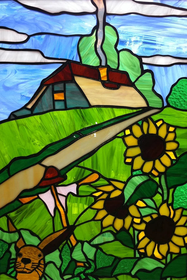 Custom size Stained Glass Films,Privacy Static Cling,Print Castle Lighthouse Sailboat Door Sticker,Office Home Decor