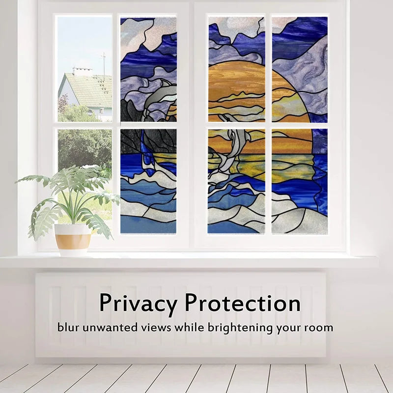 Custom size Glass Films,Window Film Frosted Sticker Fish Cat Birds Animals Print For Kids Room Door Light Box Poster Home Decor